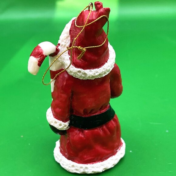 Set 2 Vintage Santa Ornaments Resin Folk Art Stars Candy Cane Christmas Holiday - Picture 6 of 9